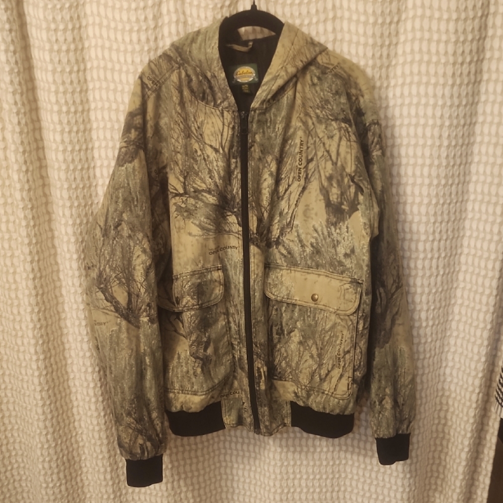 Cabela's Green Camouflage Field Seclusion 3D Open Country Jacket With Hood